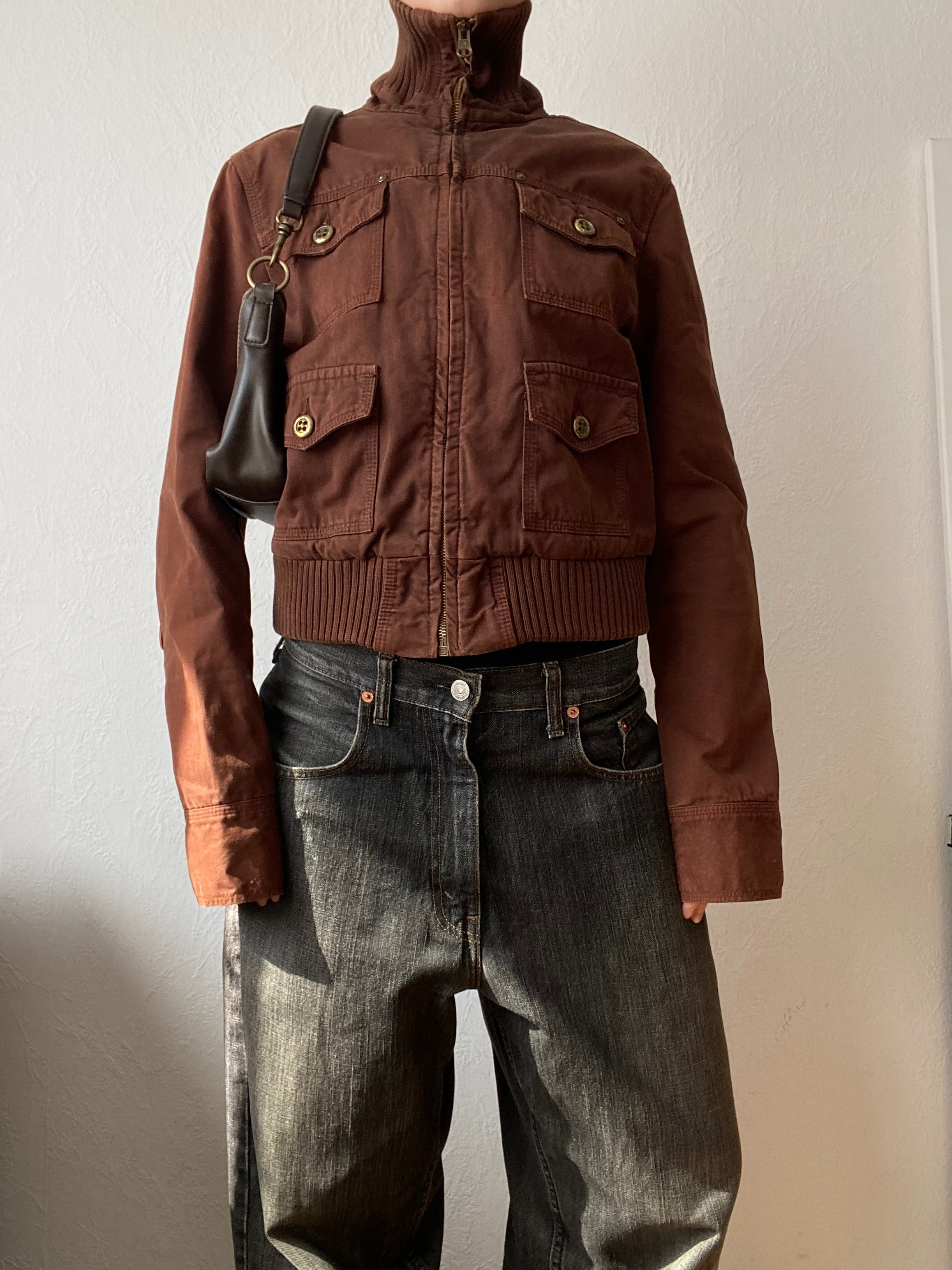 Vintage 100% cotton short bomber jacket light spring summer