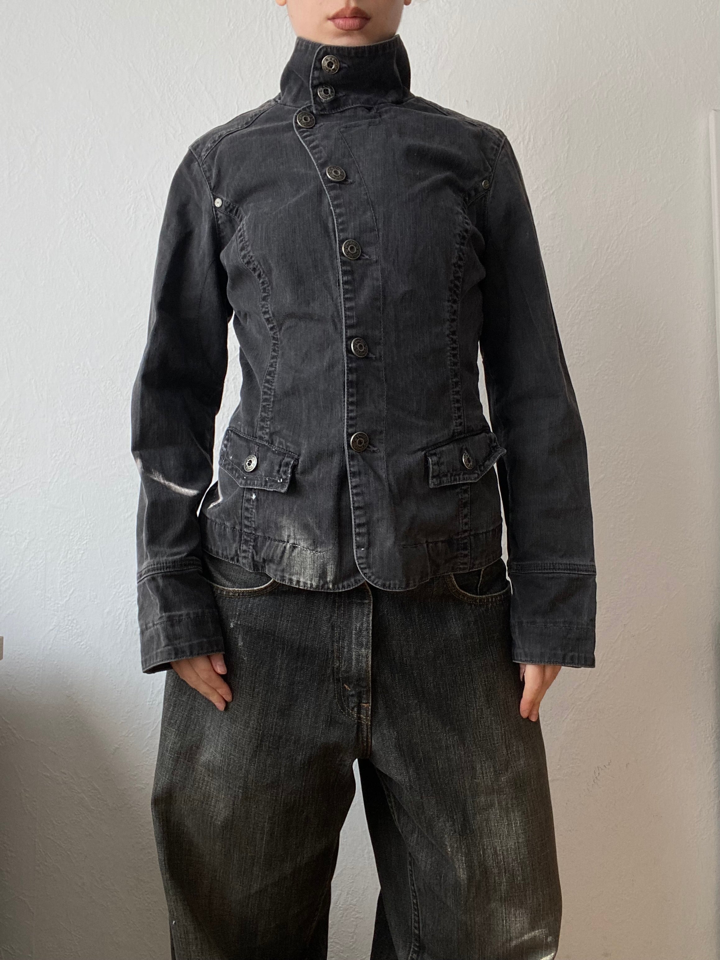 Vintage 98% cotton hr light high neck jacket blazer washed color