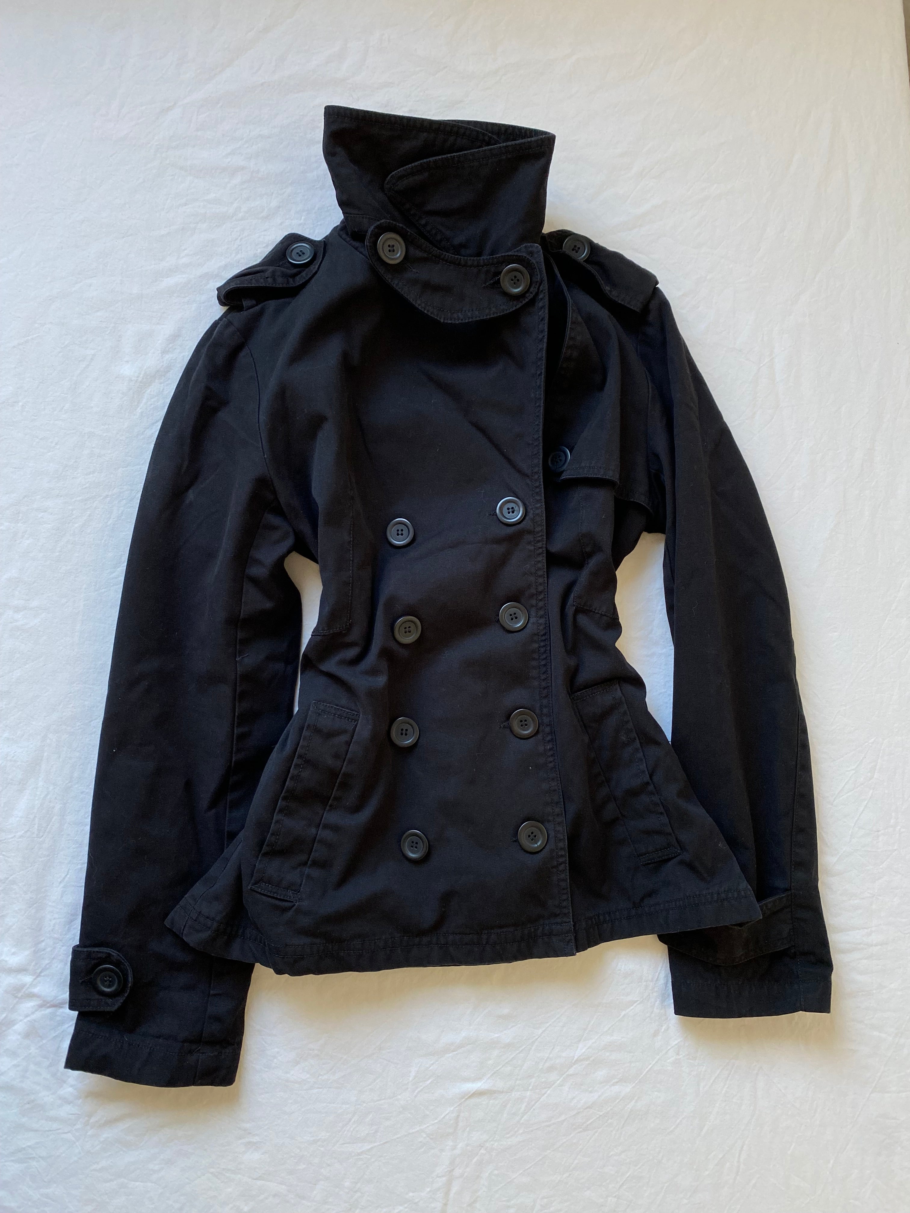 Vintage 100% cotton light short jacket pea coat unique neck