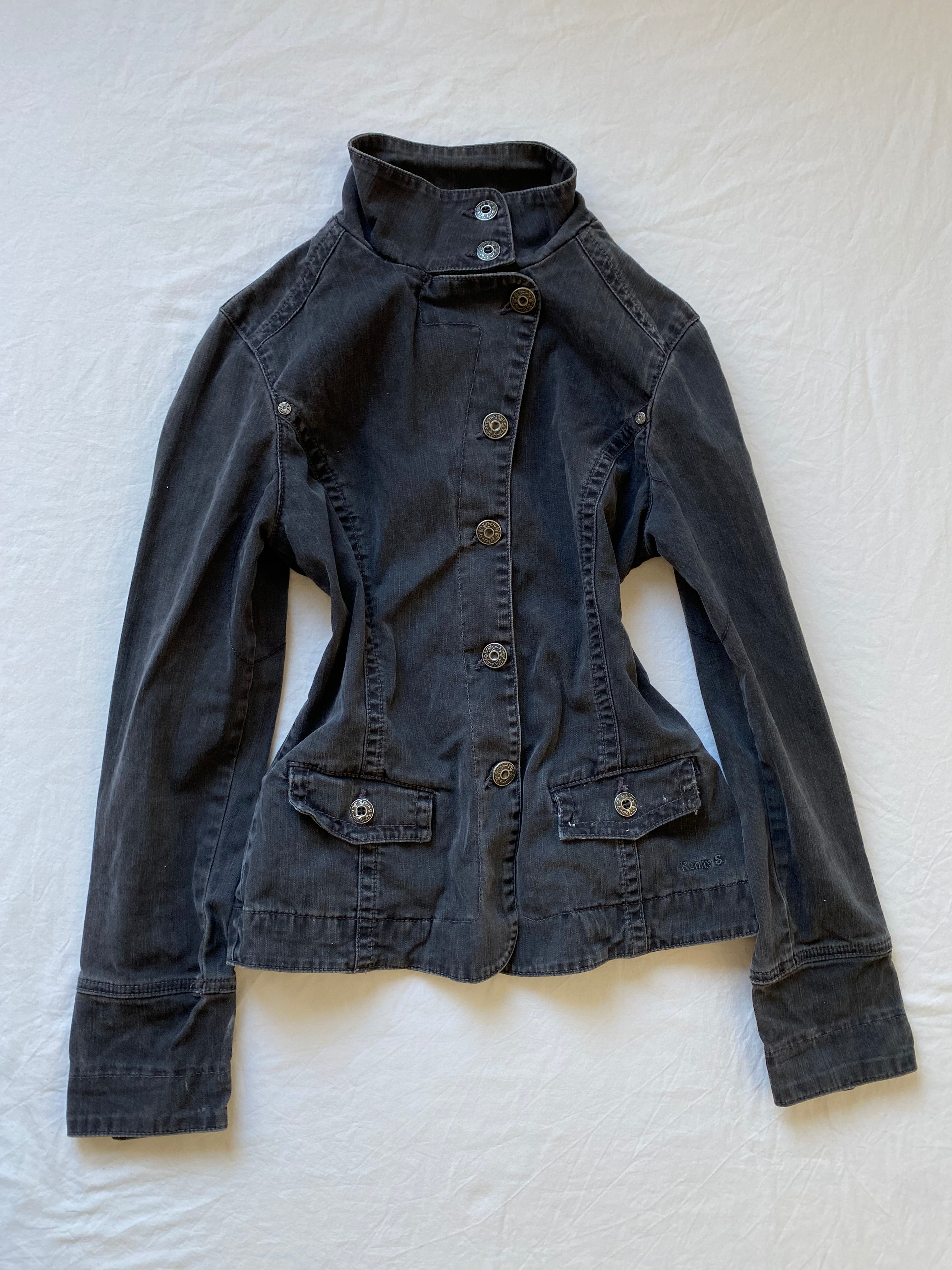 Vintage 98% cotton hr light high neck jacket blazer washed color