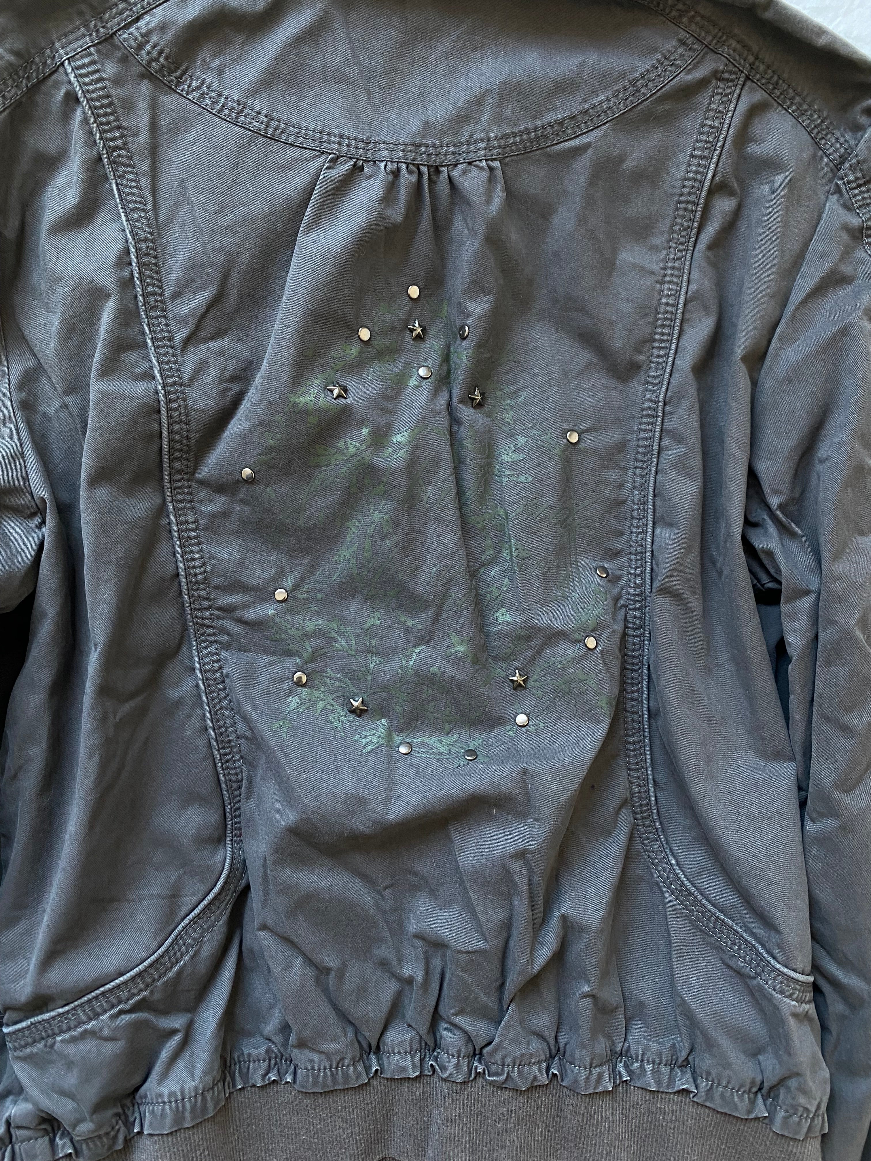 Vintage 100% cotton short bomber jacket taupe