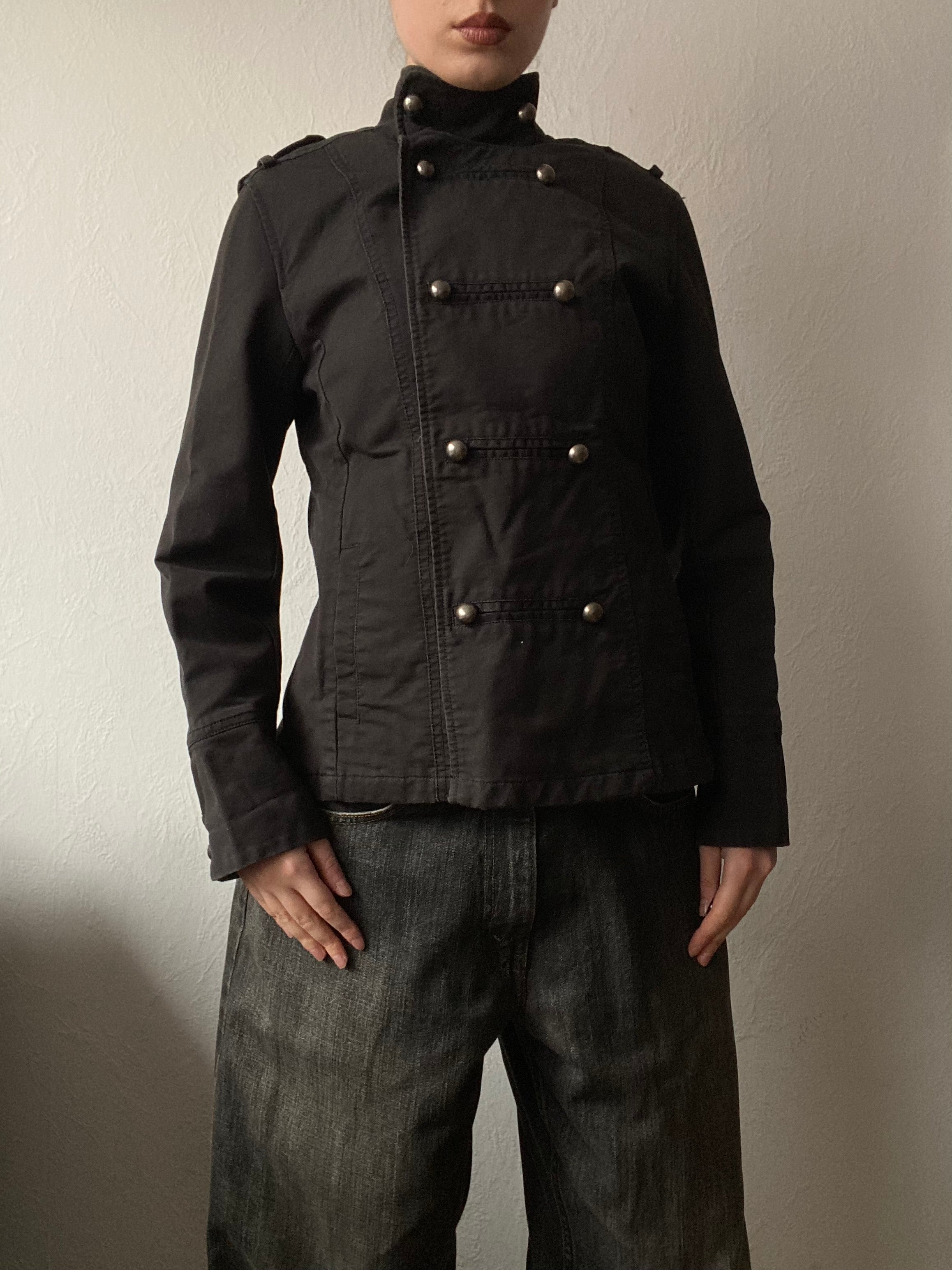 Vintage 100% cotton short light jacket pea coat Metall buttons