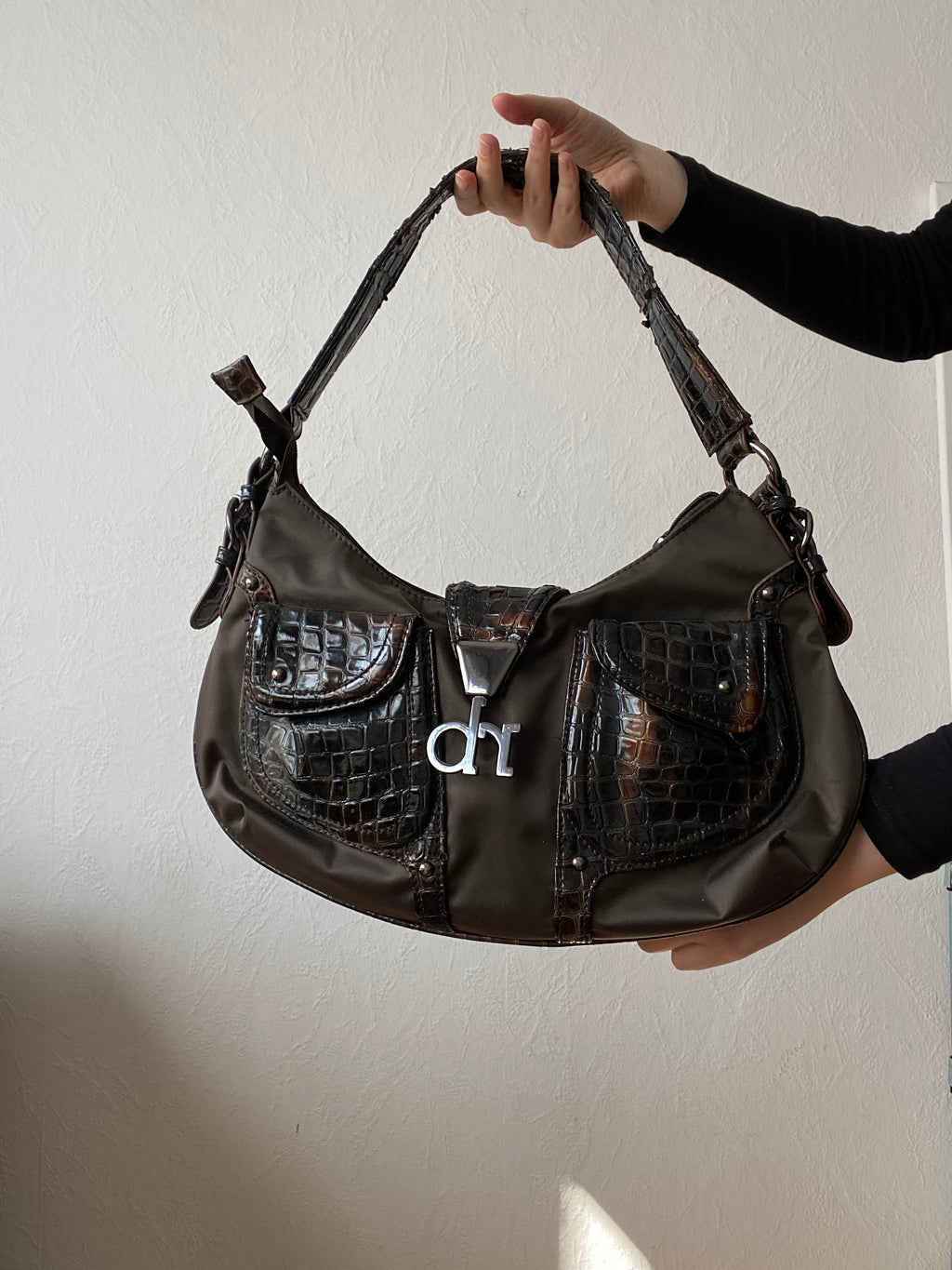 Vintage shoulderbag crocodile details