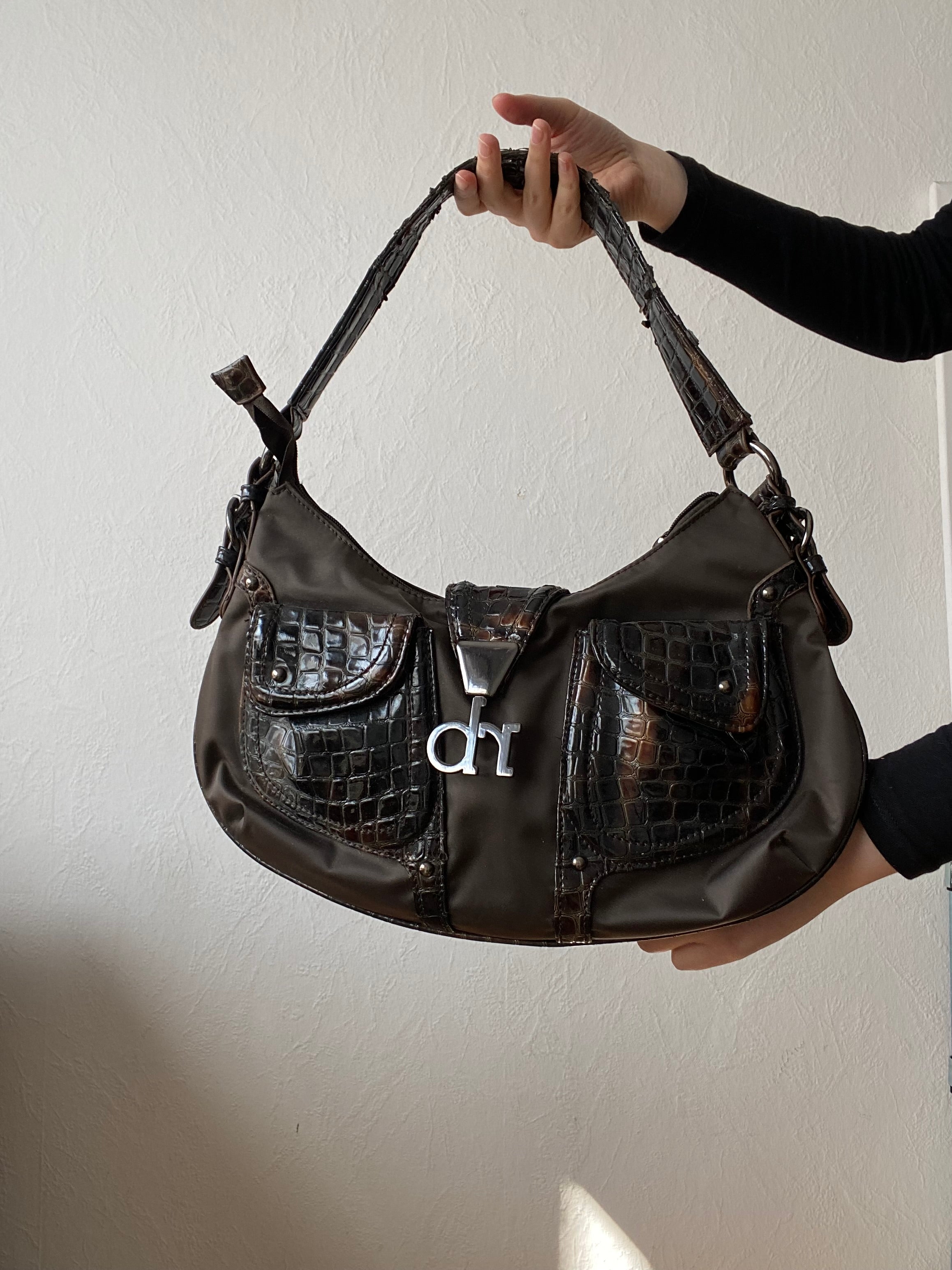 Vintage shoulderbag crocodile details