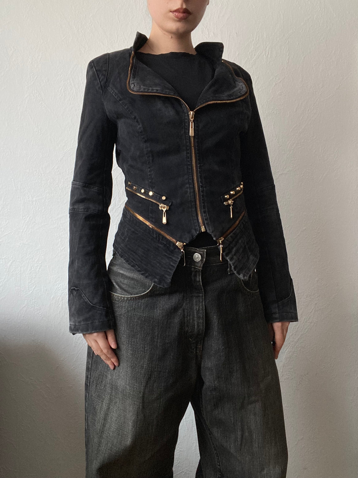 Vintage studded asymmetrical short jacket blazer y2k diva