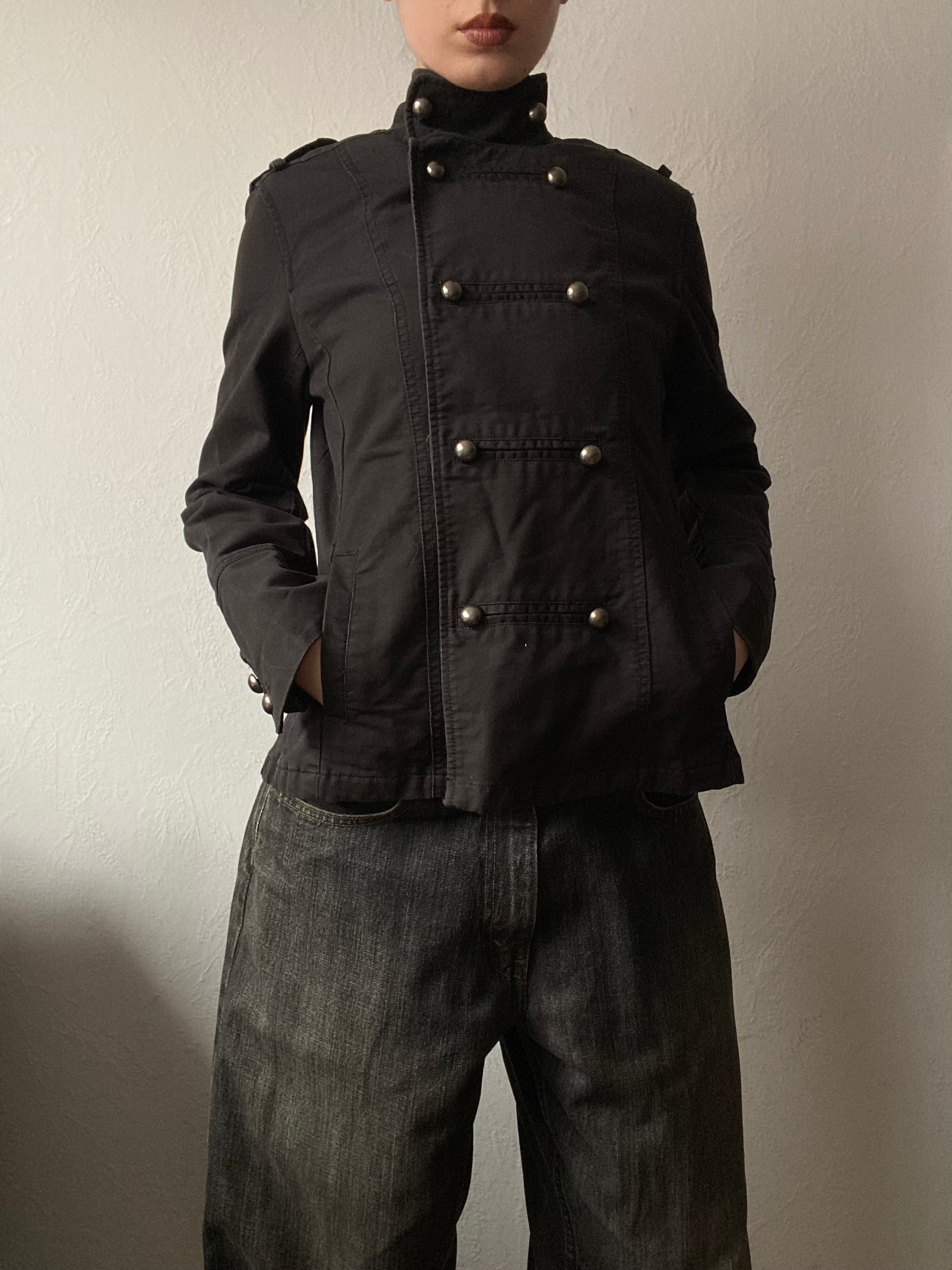 Vintage 100% cotton short light jacket pea coat Metall buttons