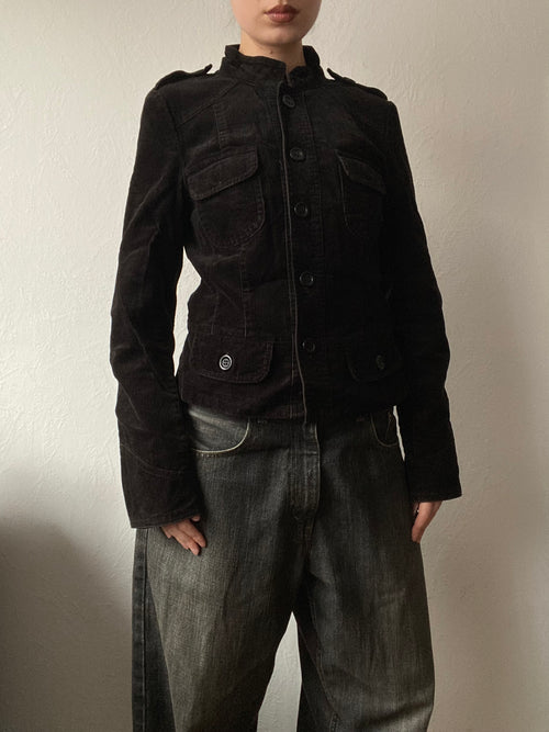 Vintage 100% cotton corduroy short jacket blazer pockets
