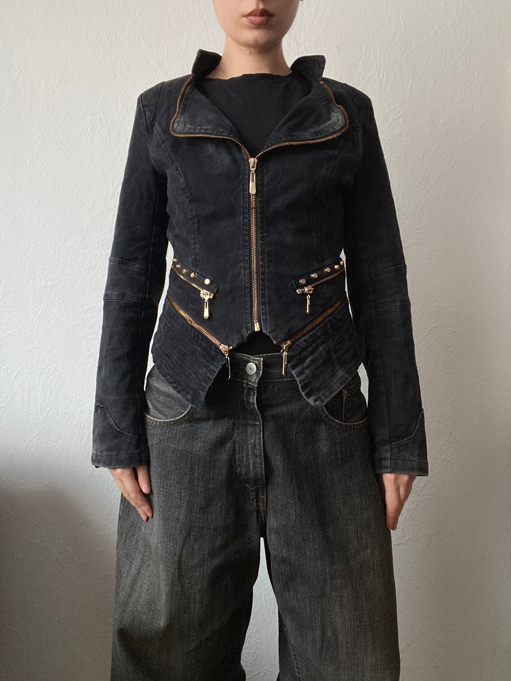 Vintage studded asymmetrical short jacket blazer y2k diva