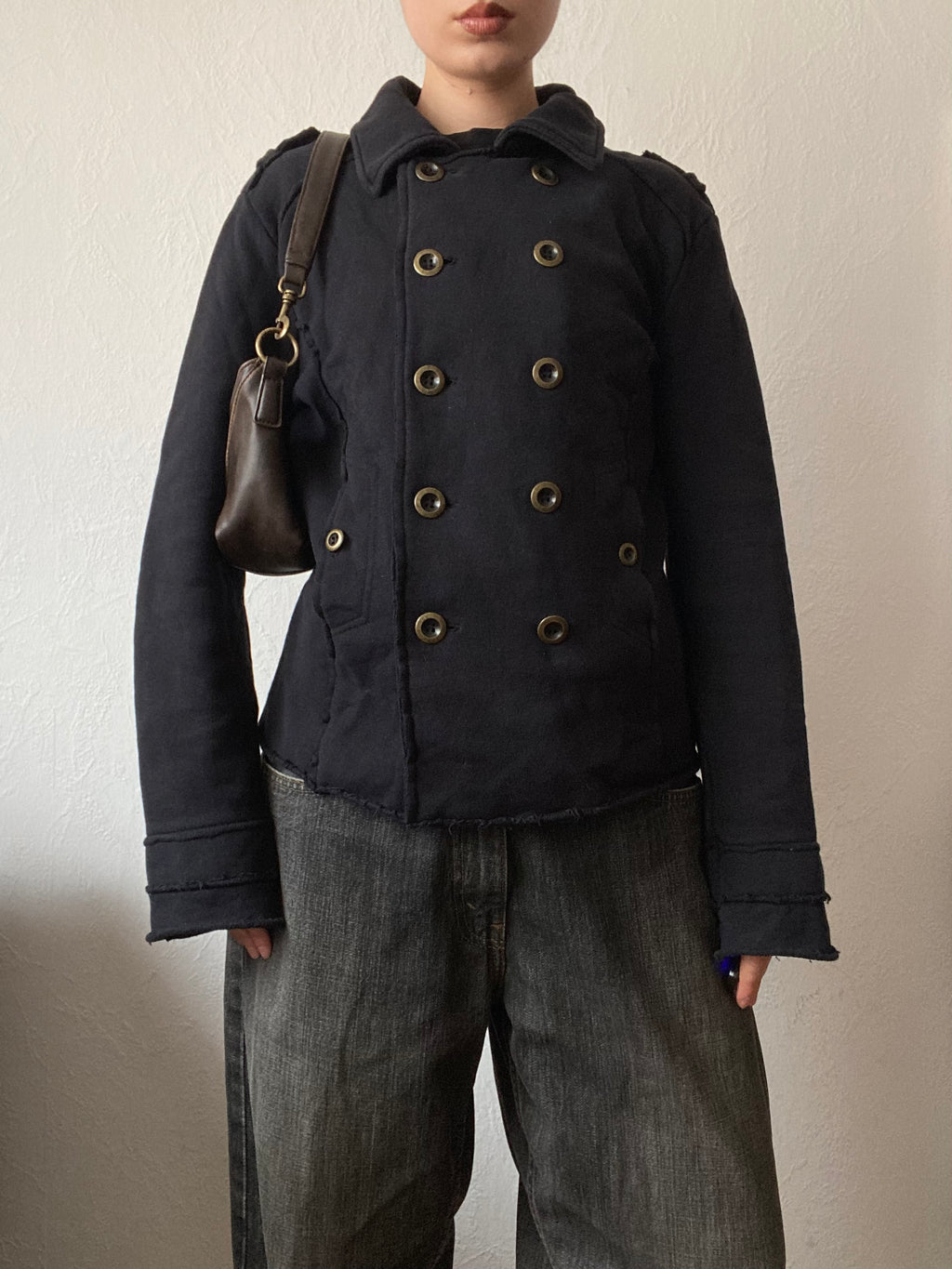 Vintage buttoned short Napoleon sweater jacket spring summer Cotton blend
