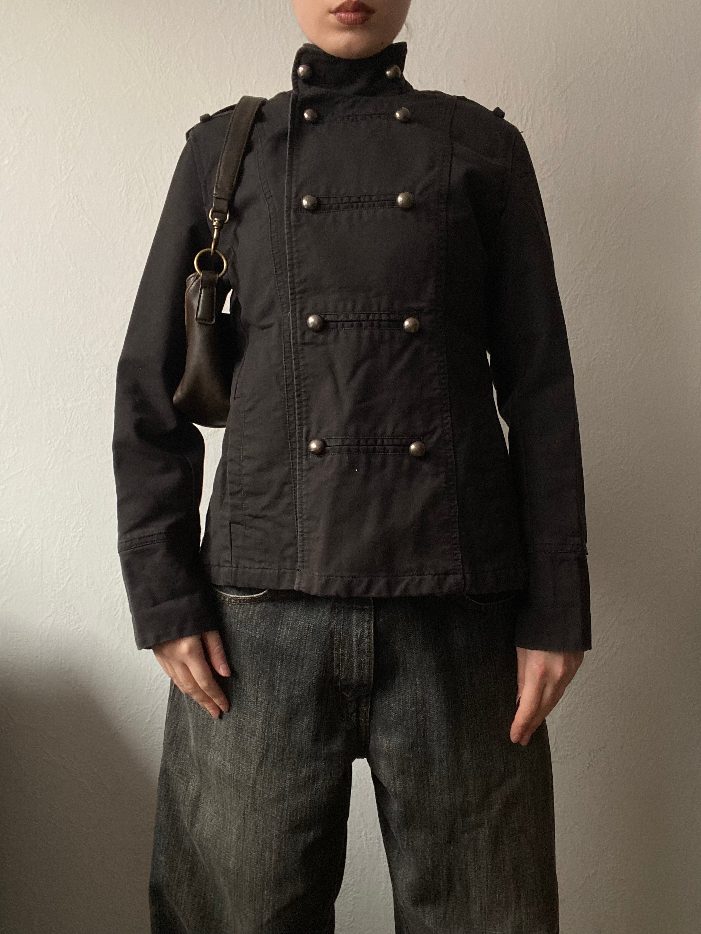 Vintage 100% cotton short light jacket pea coat Metall buttons