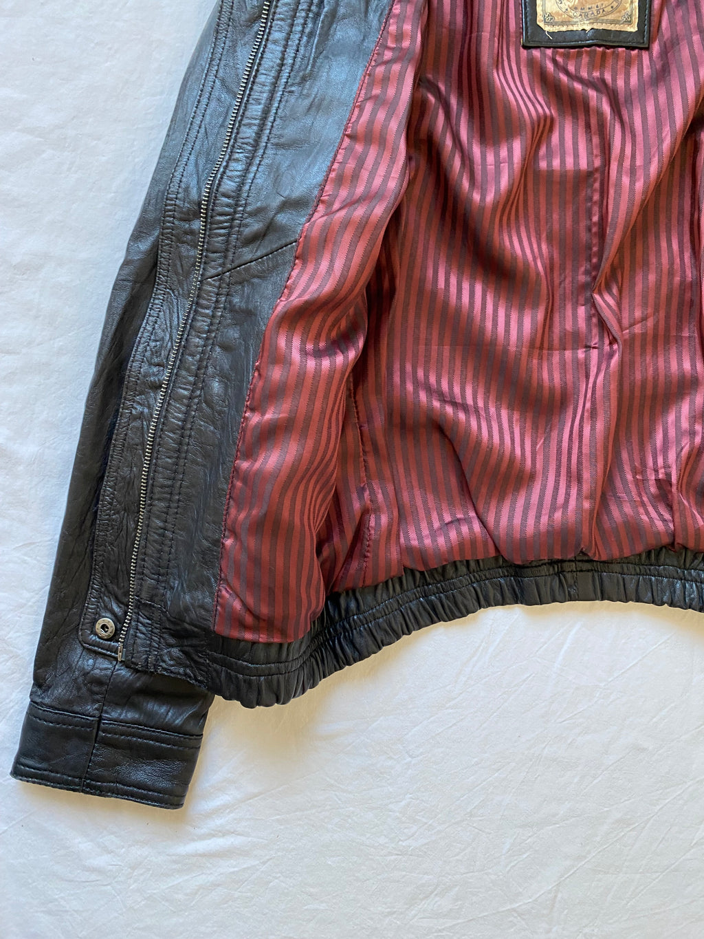 Vintage genuine leather Kaporal short bomber jacket high neck in between seasons