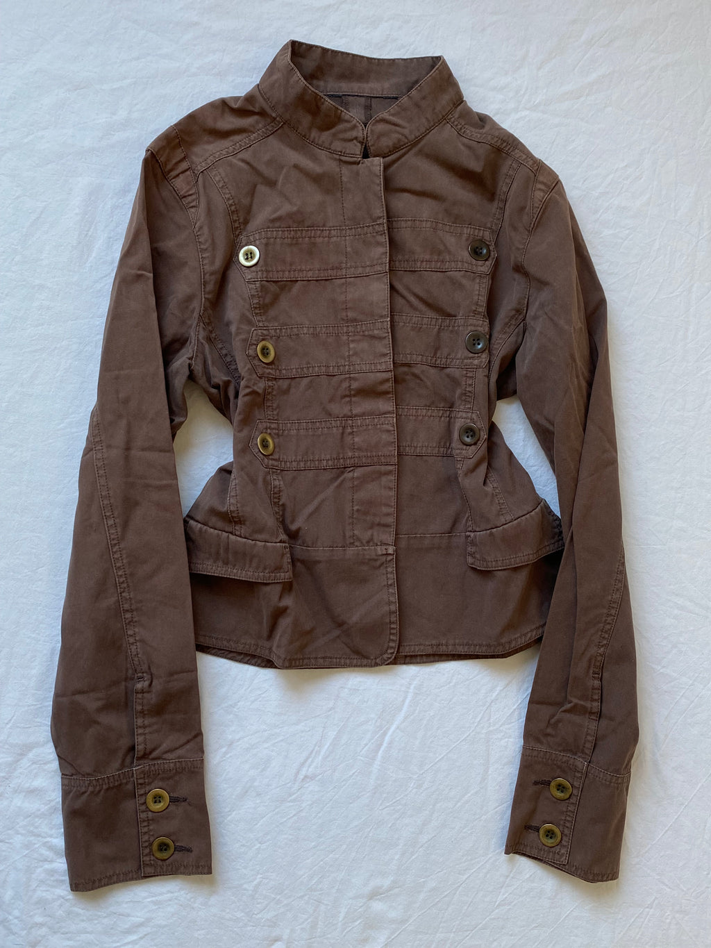 Vintage 100% Cotton Brown Napoleon Spring Jacket short