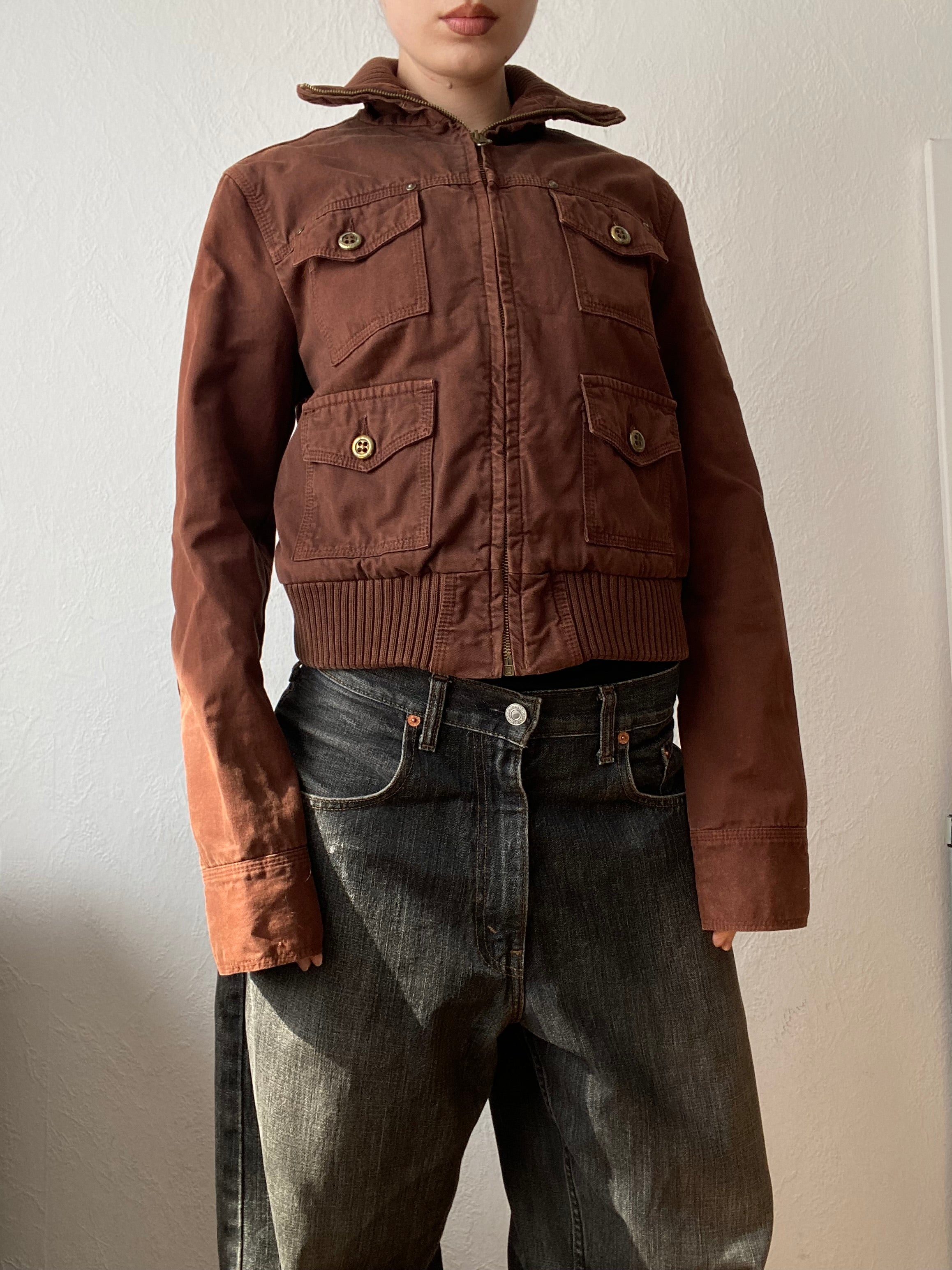 Vintage 100% cotton short bomber jacket light spring summer
