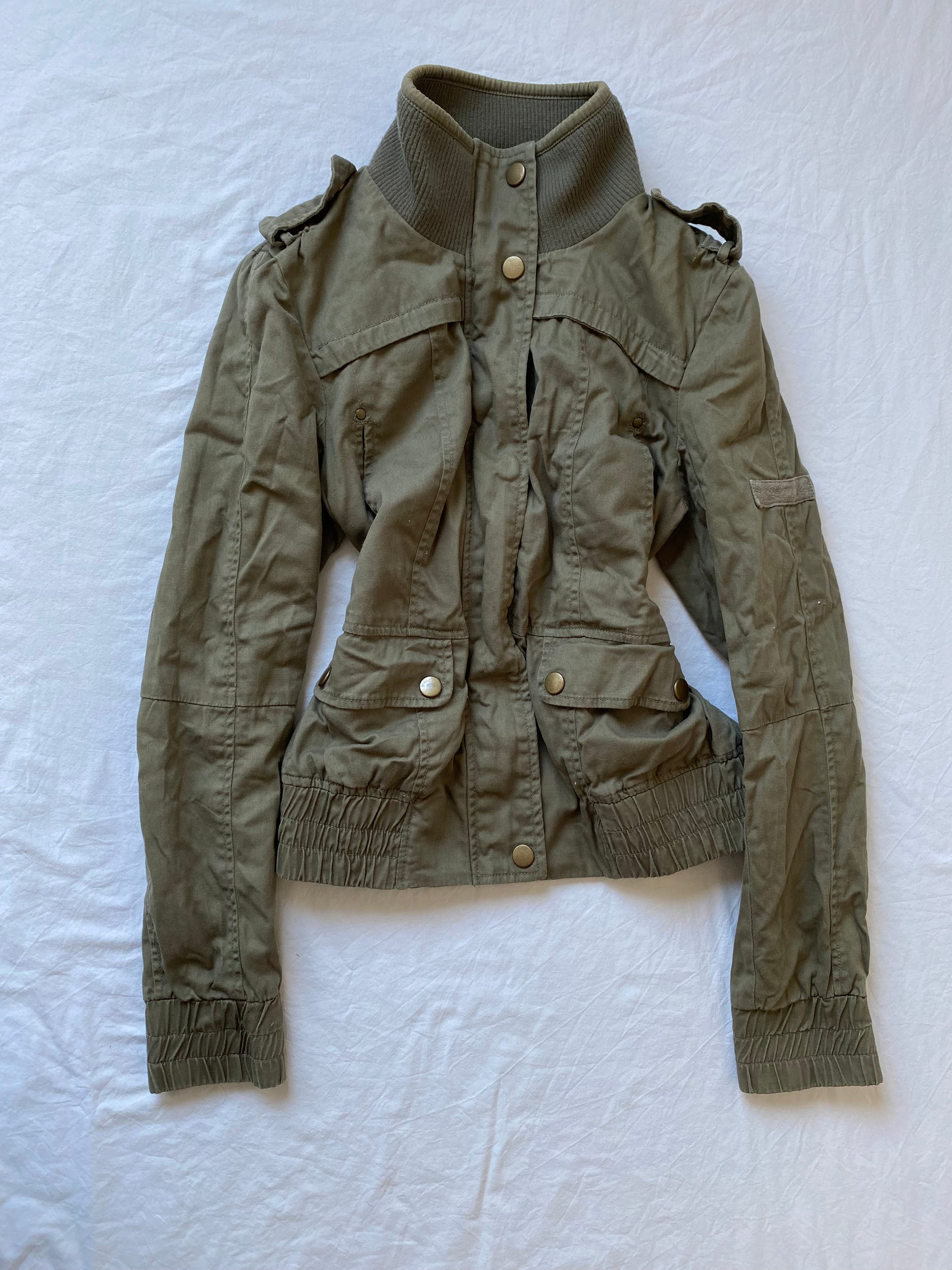 Vintage 100% cotton short light bomber jacket high neck spring summer