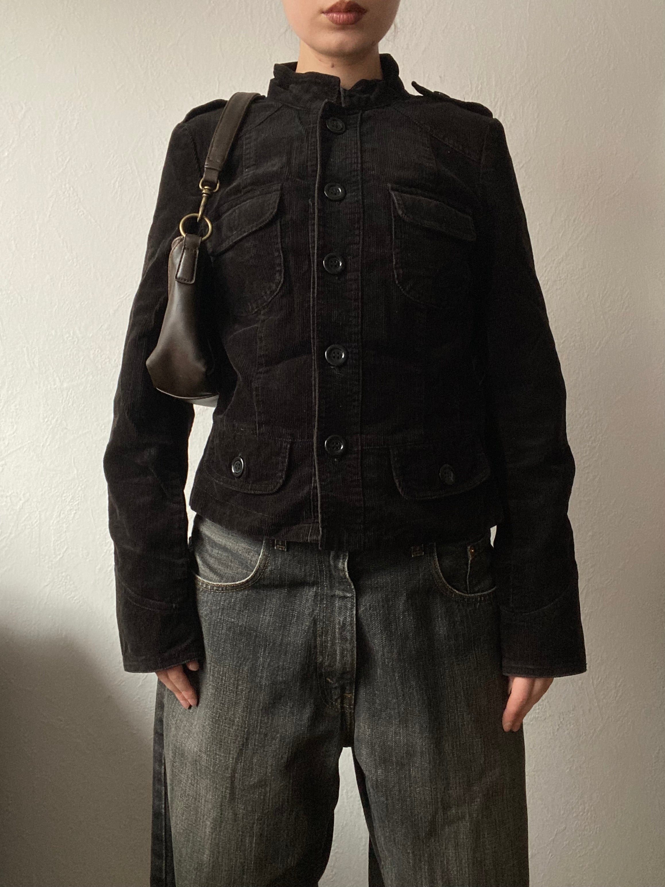 Vintage 100% cotton corduroy short jacket blazer pockets