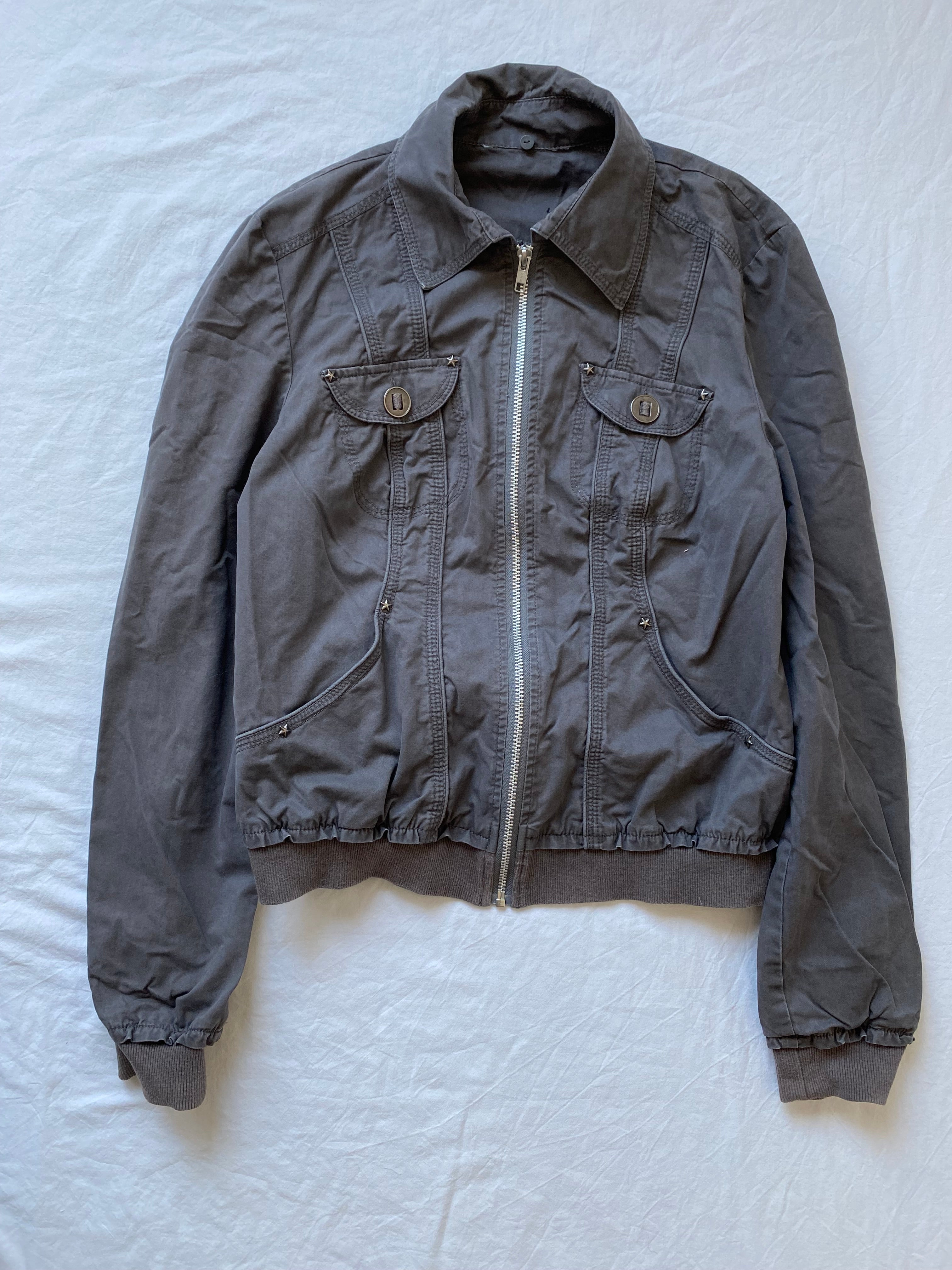 Vintage 100% cotton short bomber jacket taupe