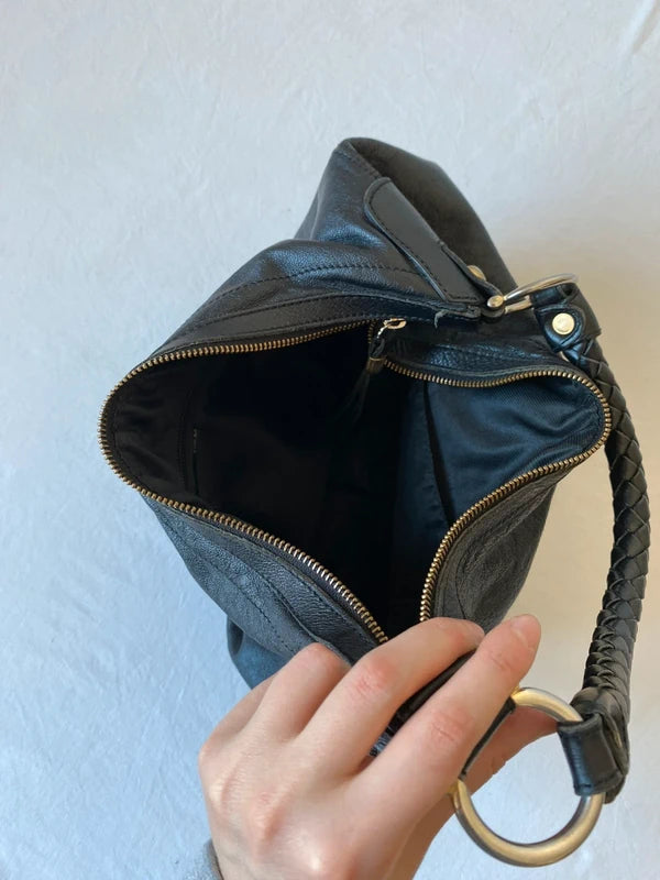 Vintage Genuine Leather Bucket Shoulder Bag