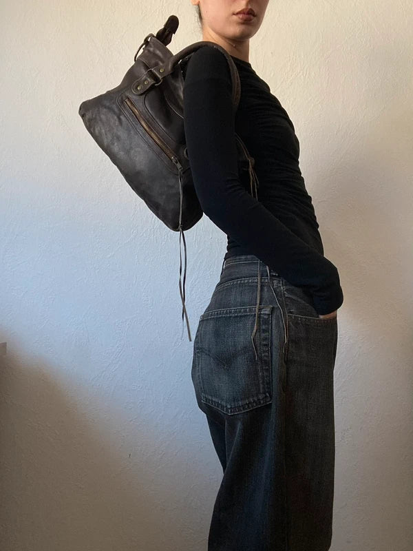 Vintage Small Leather City Bag - Archive Avantgarde