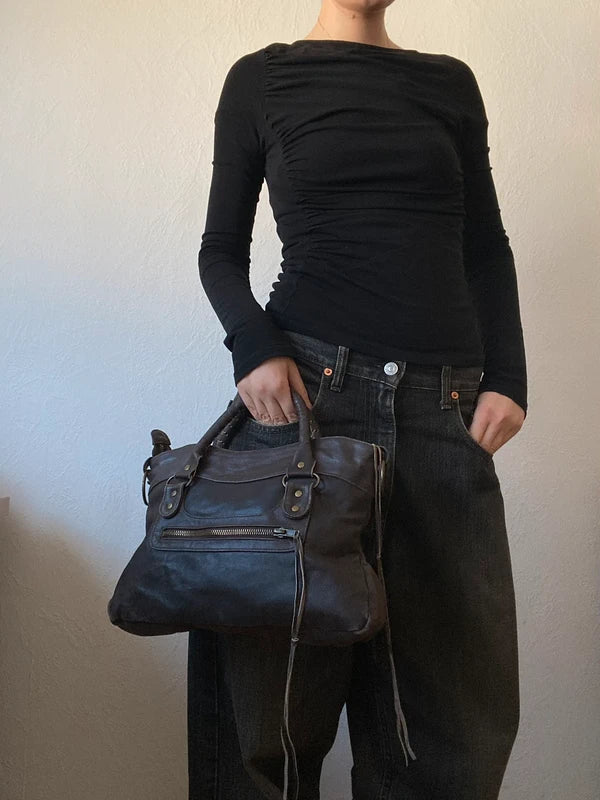 Vintage Small Leather City Bag - Archive Avantgarde