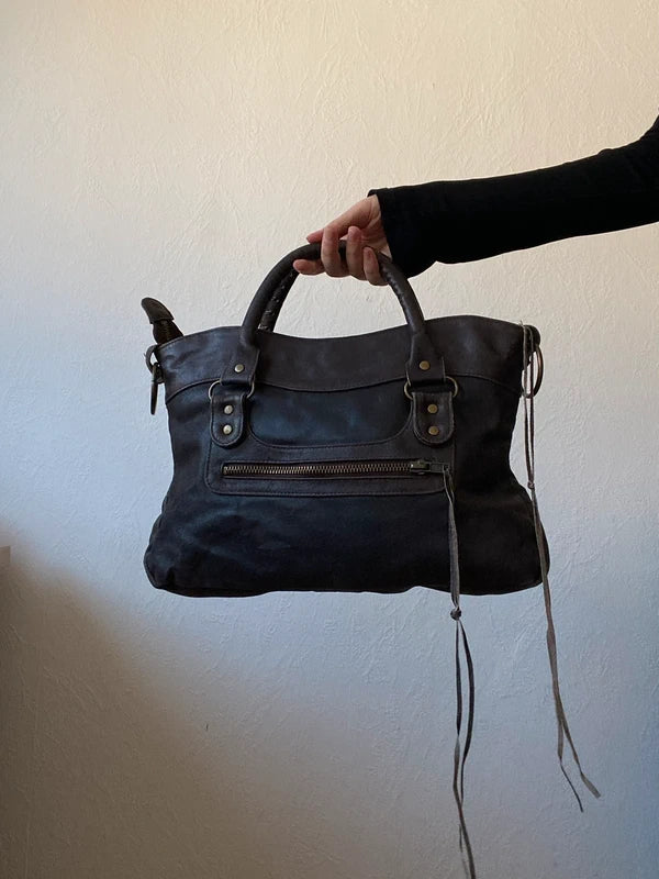 Vintage Small Leather City Bag - Archive Avantgarde