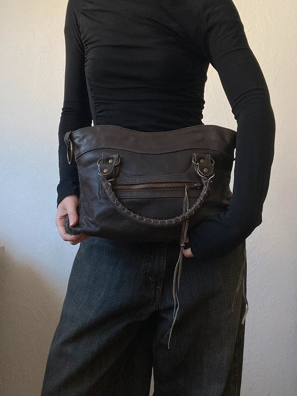 Vintage Small Leather City Bag - Archive Avantgarde