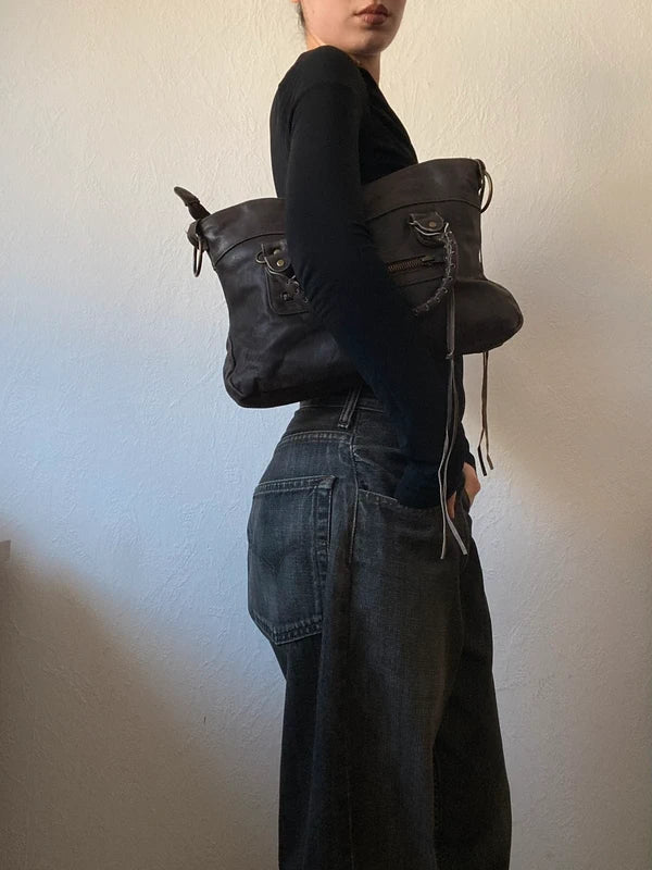 Vintage Small Leather City Bag - Archive Avantgarde