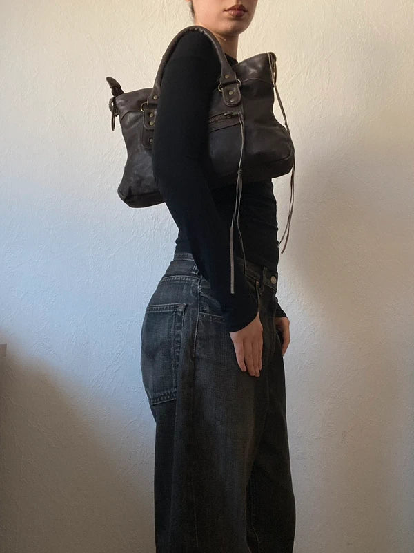 Vintage Small Leather City Bag - Archive Avantgarde