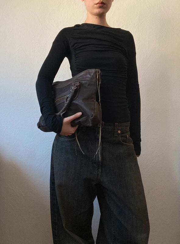 Vintage Small Leather City Bag - Archive Avantgarde