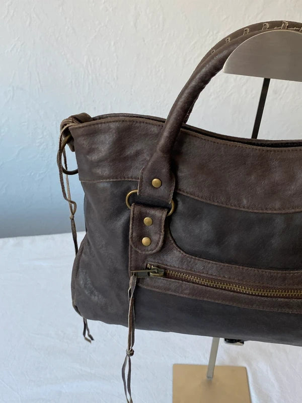 Vintage Small Leather City Bag - Archive Avantgarde
