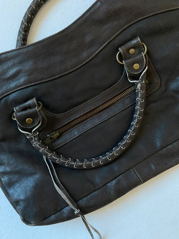 Vintage Small Leather City Bag - Archive Avantgarde