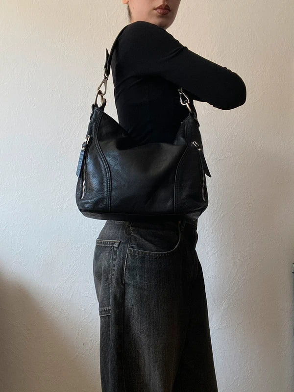 Vintage Leather Handbag - Black