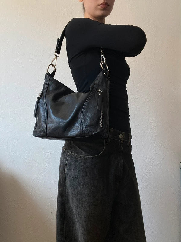 Vintage Leather Handbag - Black