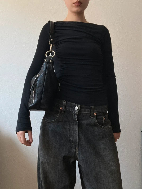 Vintage Leather Handbag - Black