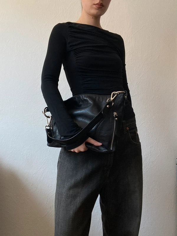 Vintage Leather Handbag - Black