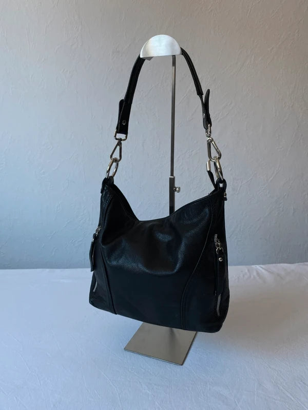 Vintage Leather Handbag - Black